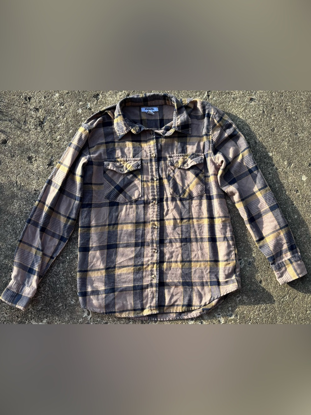 Men's Plaid Button-Down Shirt in Brown and Navy